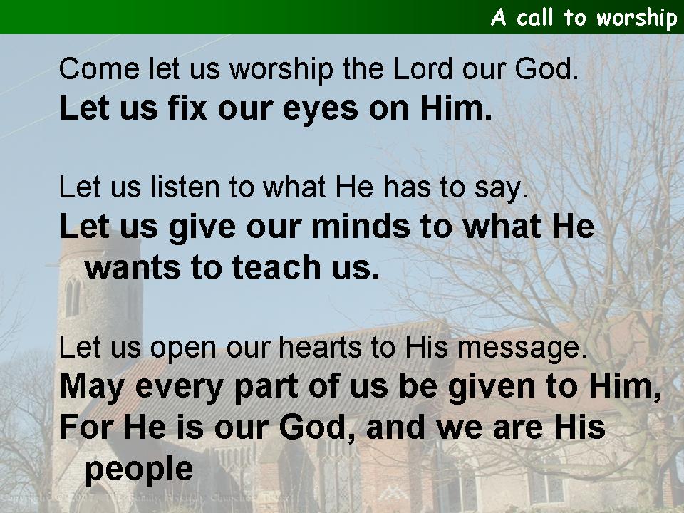 A call to worship