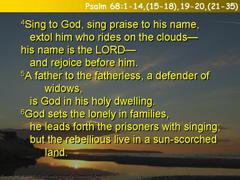 Psalm 68:1-14,(15-18),19-20,(21-35)