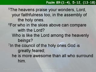 Psalm 89:(1-4) 5-12 (13-18)